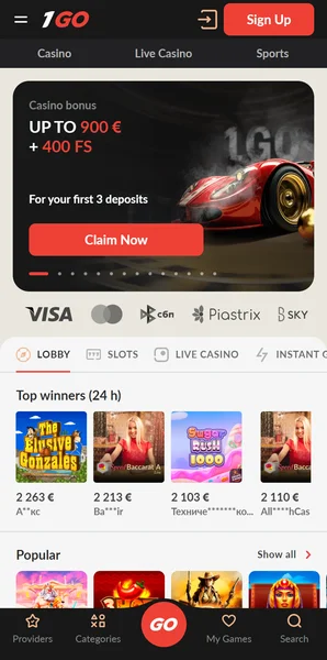 1Go Casino APK — скриншот 1