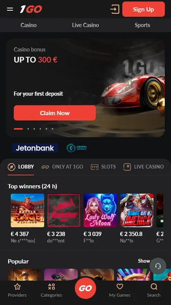 1Go Casino APK — скриншот 4