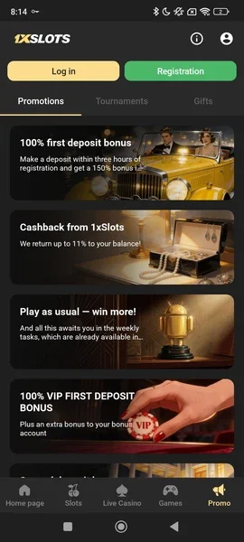 1xSlots Casino APK — скриншот 2