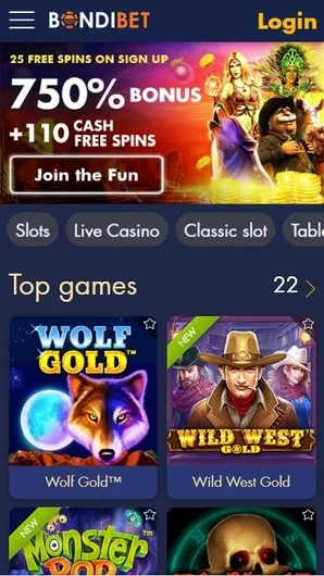 BondiBet Casino APK — скриншот 1