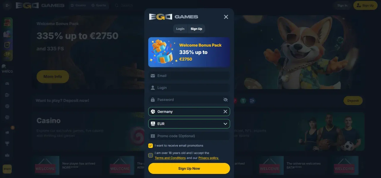 Ego Casino APK — скриншот 2