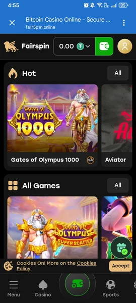 FairSpin Casino APK — скриншот 3