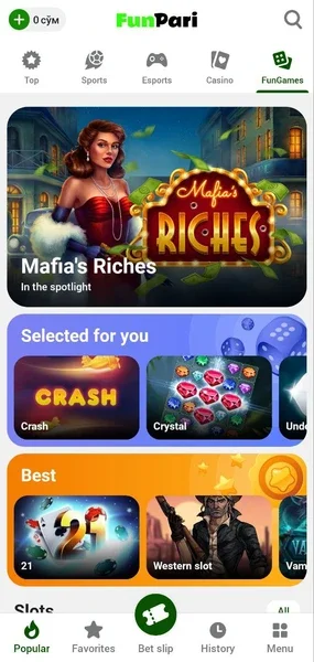 FunPari Casino APK — скриншот 2