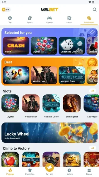 Melbet Casino APK — скриншот 2