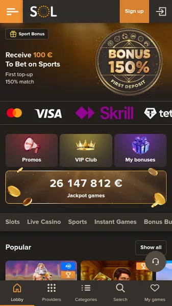 Sol Casino APK — скриншот 2