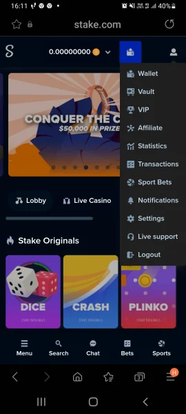 Stake Casino APK — скриншот 2