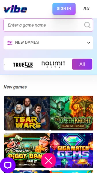 Vibe Casino APK — скриншот 1