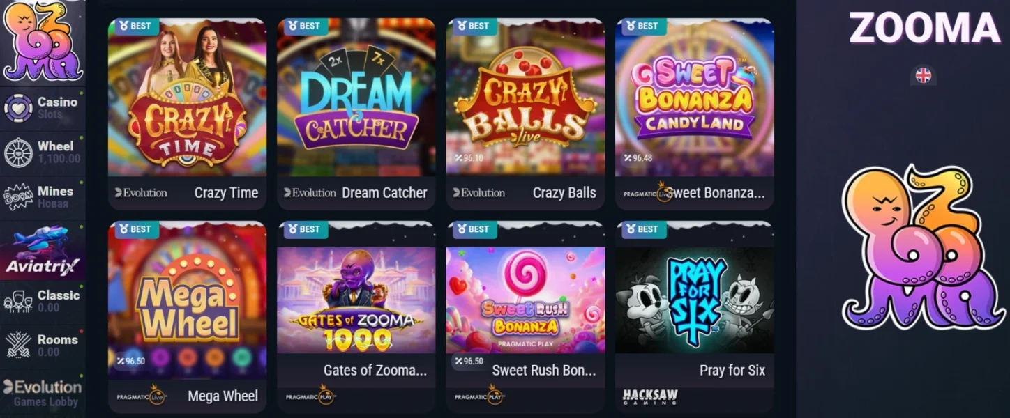 Zooma Casino APK — скриншот 1